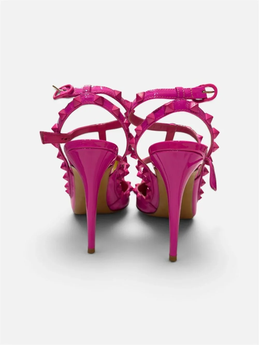 Women's Calfskin Leather Hot Pink Rockstud Caged Pump EU 40 Excellent condition
